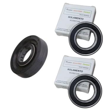 Imagem de Kit Rolamento e Retentor Lavadora Brastemp BWF22 BWQ24 BWF09