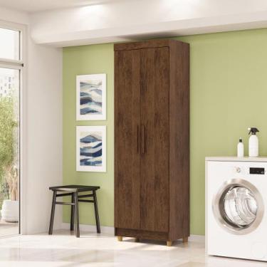 Imagem de Armário Multiuso Léo 2 Portas 5 Prateleiras Nogueira G98 - Gran Belo