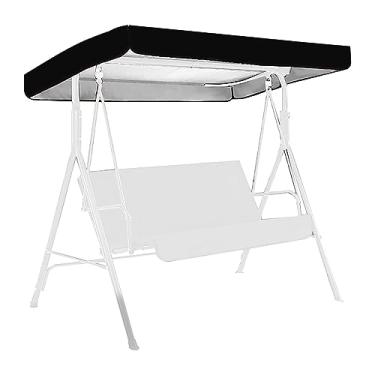 Imagem de Aqur2020 Patio Swing Chair Top Cover, Poliéster de Substituição de Canopy de Swing Outdoor, Com Revestimento de Prata 190T para Terraço de Jardim Com Proteção Leve sobre Chuva Solar (Preto)