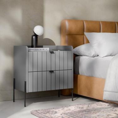 Imagem de Mesa De Cabeceira Madeira Mdf 60cm Quarto Casal Pés Preto - Aprire Móv