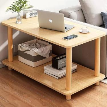 Imagem de Mesa De Cabeceira Boho Com Prateleira De Armazenamento De 2 Andares, Mesa Lateral, Mesa De Cabeceira, Mesa De Cabeceira Para Espaços Pequenos, Quarto, Sala De Est, Wood Color, 23.6 * 11.8 * 20.9in