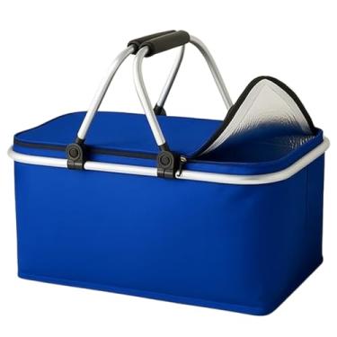 Imagem de Bolsa Térmica Dobrável, Cesto para Piquenique com Alça, 30 Litros, Azul
