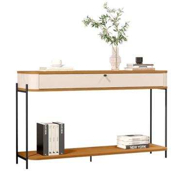 Imagem de Aparador Buffet Sala Tucupí com 1 Gaveta e Pés de Metal Off White/nature/preto