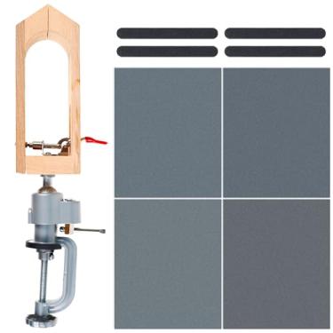 Imagem de FALESOUL Pônei de costura de couro, grampo de cavalo de mesa de mesa, ferramenta de grampo de madeira, grampo de cavalo de cavalo para costura manual de couro DIY