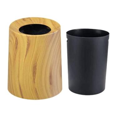Imagem de IEUDNS Lixeira Reutilizável Elegante Versátil Decorativa Cesto de Lixo para Interiores Casa Sala de Estar Banheiro Pátio, Cor de Madeira