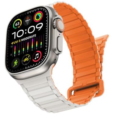 Imagem de NewWays Pulseira magnética masculina compatível com Apple Watch Ultra 3/2/1 de 49 mm, séries 11 10, 46 mm, 45 mm e 44 mm, para Apple Watch