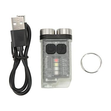 Imagem de Chaveiro Portátil de Botão Duplo LED Mini Lanterna Fácil de Usar Fonte de Luz de 4 Cores Tipo C Carregamento IP65 Iluminação Omnidirecional à Prova d'água 900LM (Branco)