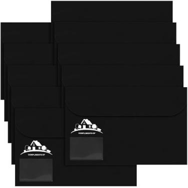 Imagem de Kisston Pacote com 20 pastas pretas para imóveis, documentos de vinil, suprimentos para agentes imobiliários com bolso transparente para cartão de visita, envelopes de papelada para organização de