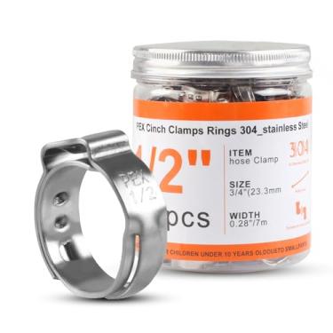 Imagem de Braçadeiras de mangueira de orelha única de aço inoxidável 130 peças de braçadeiras PEX de 1/2 polegada para conexões de encaixe de tubos Pex (1/5.1 cm)