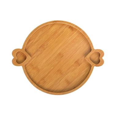 Imagem de Petisqueira Redonda De Madeira Com Alça De Coração 25cm