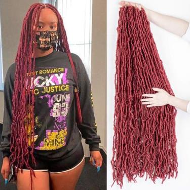 Imagem de Extensões de cabelo FALEMEI 36cm Burgundy Soft Faux Locs Crochet