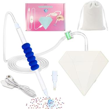 Imagem de Caneta de pintura de arte de diamante a vácuo sem necessidade de cera, caneta elétrica de pintura de diamante com sucção ajustável, ferramentas silenciosas e de longa duração, acessórios de arte de