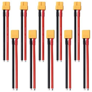 Imagem de Tosiicop XT60 Connector Plug Cable - 10PCS Female and Male with 12AWG Silicon Wire Cables for RC Lipo Battery Connectors Airplane Car Boat 100mm (5 Female and 5 Male)