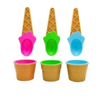 Imagem de Pote Sobremesa Casquinha Sorvete 200ml c/ Colher