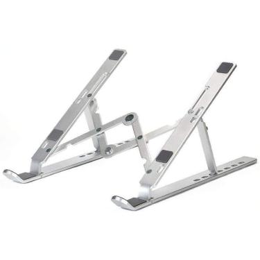 Imagem de Suporte Alumínio Prata Notebook Escritório Dobrável