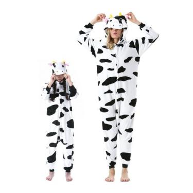 Imagem de Pijama de macacão DarkCom Cow Flannel Unissex para adultos