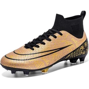 Imagem de Tênis de futebol masculinos de futebol com pontas longas, couro e borr