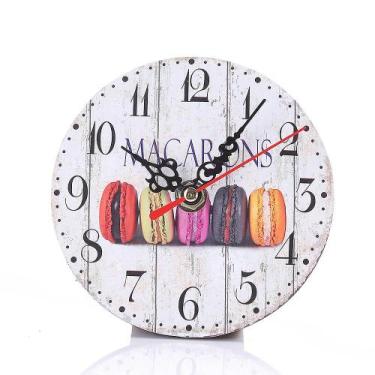 Imagem de Relógio de parede de madeira antigo estilo vintage para escritório de 