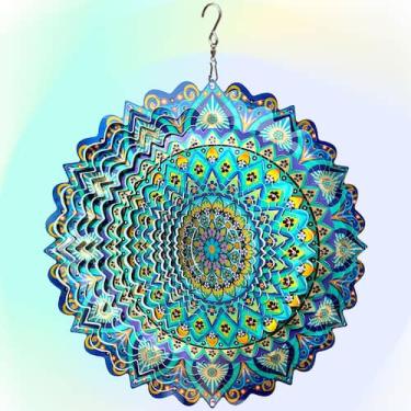 Imagem de Espiral de Viento Hippolytusiart Mandala Pavo Real Azul 30 cm