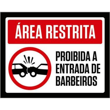 Imagem de Kit 3 Placas Área Restrita Proibida Entradas Barbeiros