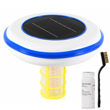 Imagem de KZU Ionizador de cobre para piscina, ionizador solar para piscina acima do solo, purificador de filtro de piscina movido a energia solar, ferramenta de água de spa para piscinas no solo, tratamento de