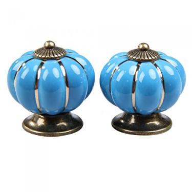 Imagem de PZRT Pacote com 5 puxadores de armário de cozinha de 40 mm, puxador de gaveta de armário de cerâmica retrô, puxador de gaveta de móveis de guarda-roupa de porta (azul)