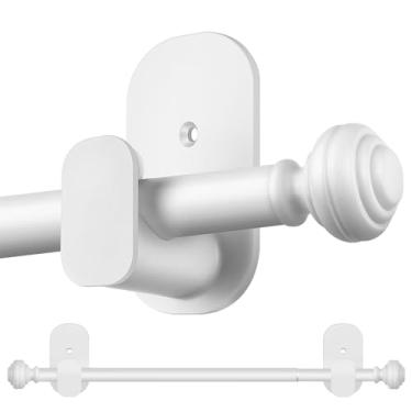 Imagem de KAMANINA Hastes de cortina sem perfuração para Windows 82 a 86 polegadas, haste de curvatura de 1,5/20.3 cm, sem furadeira, sem perfuração, com suportes adesivos 3M, branco