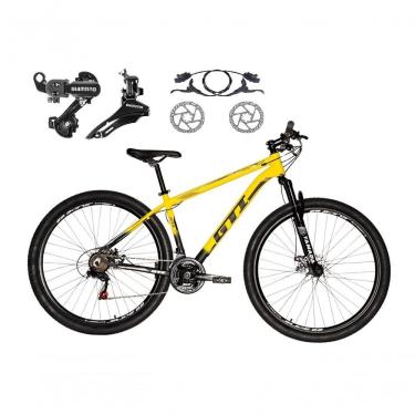 Imagem de Bicicleta Aro 29 Gti Roma 21v Alumínio Câmbios Shimano Freio Disco Hidráulico Garfo Suspensão - Amarelo-preto Tam.21