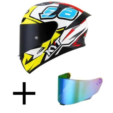 Imagem de Capacete KYT TT Course 98 Bomb Branco Mais Viseira Camaleão, 58