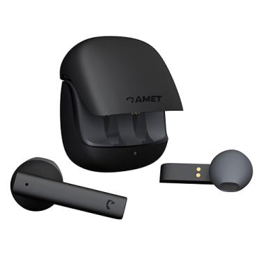 Imagem de AMET Fone de Ouvido Bluetooth TWS 20 Horas Bateria Cancelamento Ruído Microfone ENC Drivers 13mm Som Potente Grave Forte Estojo Recarga 3x Preto Sound Go