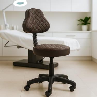 Imagem de Cadeira Mocho C/Encosto Tatuagem Estética Dentista Manicure (Marrom)