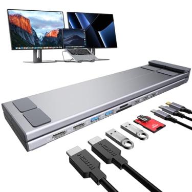 Imagem de SZZCNOX Hub USB C, base para laptop 9 em 1 USB C com 4K HDMI, 5Gbps USB-A 3.0 e USBC 3.0, leitor de cartão SD/TF, PD 100W, adaptador de base de suporte de tablet para MacBook/Dell XPS/Lenovo, Plug and