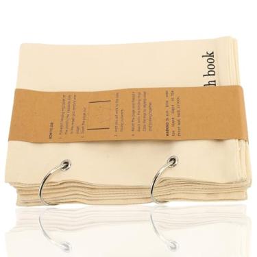 Imagem de Caderno de desenho de tecido em branco, agenda de viagem dobrável de linho, 17,5 x 14,5 cm / 6,89 x 5,71 pol. Livro de recortes de lembrança de costura à mão para desenhar e escrever