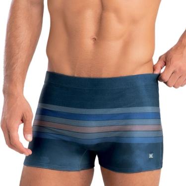 Imagem de Sunga Mash Boxer Plus Size Forrada com Cordão de Regulagem Moda Praia Masculina Adulto Listrada-Masculino