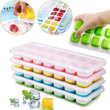 Imagem de Forma De Gelo Fundo Silicone 14 Cubos Tampa Rígida 1 Un