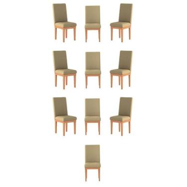 Imagem de Kit 10 Cadeiras de Jantar Reforçadas com Base em Madeira