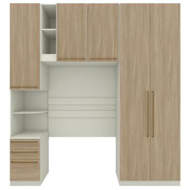 Imagem de Guarda Roupa Modulado 3 Pecas 241x224 Cm Seletto Areia Jequitiba Henn 