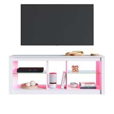 Imagem de Rack Com Led 02 Prateleiras Em Vidro 136cm Branco Proddy Branco - MILA