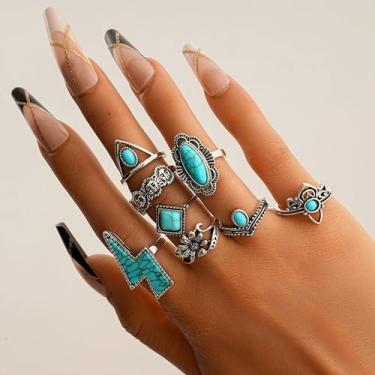 Imagem de Anéis ocidentais femininos turquesa joias elegantes para mulheres acessórios de roupa ocidental