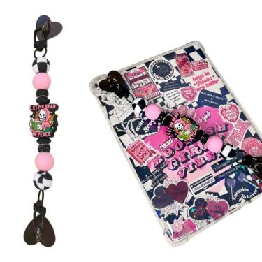 Imagem de CuddleJunk Alça para E-Reader, pingente de corrente de silicone fofo para Kindle, acessórios para leitor de e-book, alça de mão para dispositivo e-reader, presente de livros (escuro)