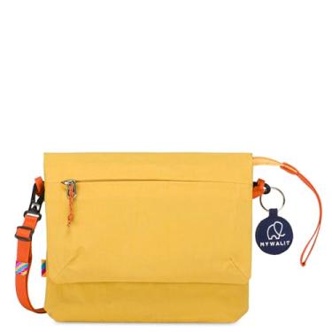 Imagem de mywalit Mylite Bolsa transversal unissex com aba | algodão e nylon | fecho Popper | Compartimento dividido|Leve, Amarelo, Bolsa unissex compacta urbana leve Mylite