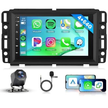 Imagem de [4G + 64G] Rádio veicular Android 15 para GMC/Chevy/Buick/Hummer com CarPlay Android Auto, rádio veicular com tela sensível ao toque de 17 cm com Bluetooth, GPS, WiFi, FM/RDS, câmera