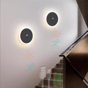 Imagem de Lâmpadas de parede internas LED com detector de movimento Lâmpadas de parede recarregáveis Luzes de escada Luz noturna moderna sem fio Iluminação de parede magnética para sala de estar quarto corredor