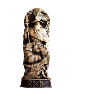 Imagem de Figura de resina e escultura Odin, mitologia nórdica, viking, 20cm - y