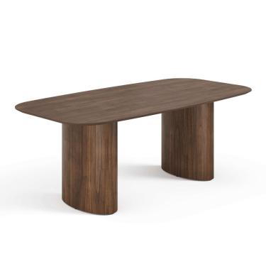 Imagem de Mesa De Jantar Orgânica Tivoli 220cm X 110cm 8 Lugares Lamina Cinamomo Castanho
