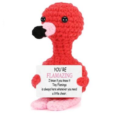 Imagem de Boneca Flamingo de crochê, presente de apoio inspirador MJSXY