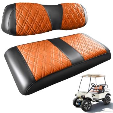 Imagem de Conjunto de capa de assento Club Car DS (couro PVC marrom e costura preta)