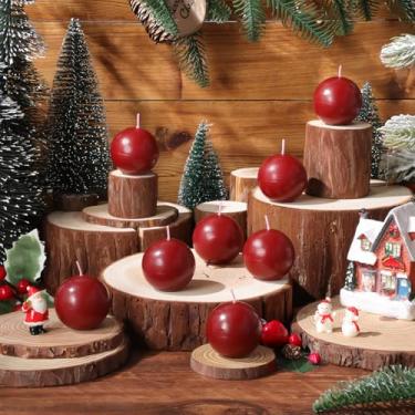 Imagem de Zhengmy 8 peças mini bola de Natal vela redonda, pequena 5 cm bola pilar vela cera redo...