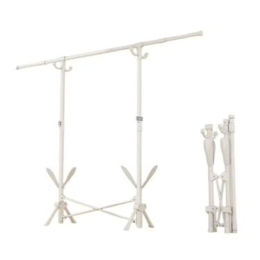 Imagem de Hhsdyl Vareta de Roupeiro de Chão a Teto, Vareta de Roupa Ajustável em Comprimento, Organizador de Roupeiro com 1 ou 2 Varões para Uso Interior e Exterior,White,single C