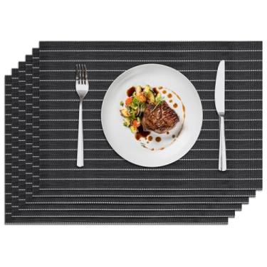 Imagem de Privalace Jogo americano de mesa de jantar, conjunto de 6 tapetes de mesa laváveis antiderrapantes resistentes ao calor, tapetes de PVC duráveis para festas de jantar ao ar livre.